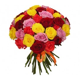 Букет из 53 разноцветных роз Я очень скучаю...